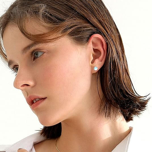 3mm Rainbow Moonstone Stud Earrings Silver - Görüntü 7