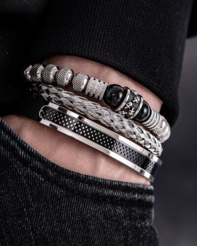 3pcs Vintage Stainless Steel Bracelets for Men Tiger Eye (2)