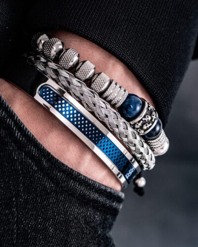 3pcs Vintage Stainless Steel Bracelets for Men Tiger Eye 3