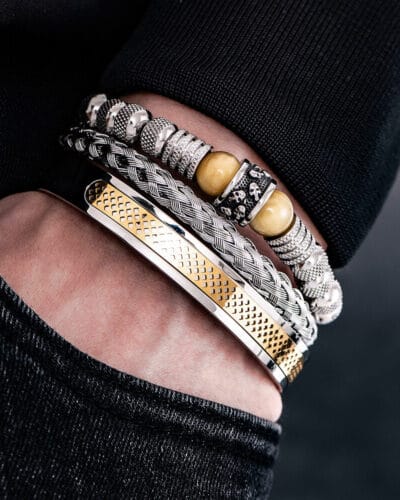 3pcs Vintage Stainless Steel Bracelets for Men Tiger Eye 6