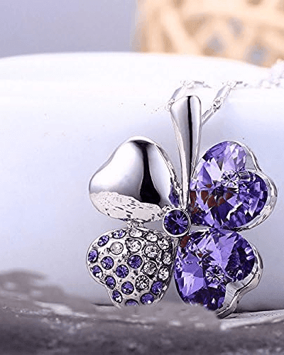 925 Sterling Silver 4 Leaf Clover Crystal Pendant Necklace Gift for Women Bulk