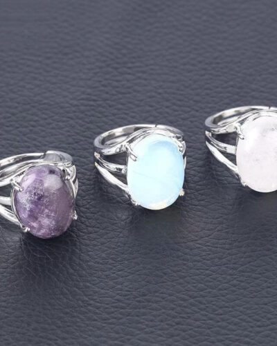 4-Prong Natural Crystal Wedding Rings for Women Wholesale