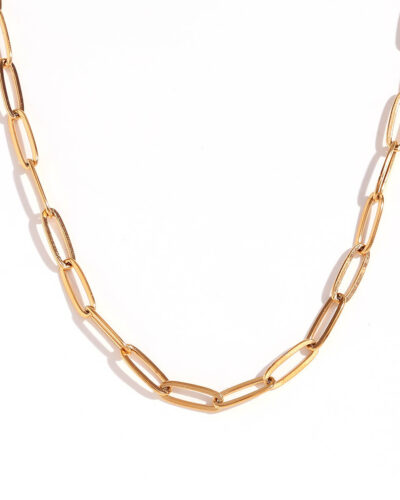 4.4MM 18K Gold Plated Stainless Steel Paperclip Necklace Chains Wholesale-GOLD