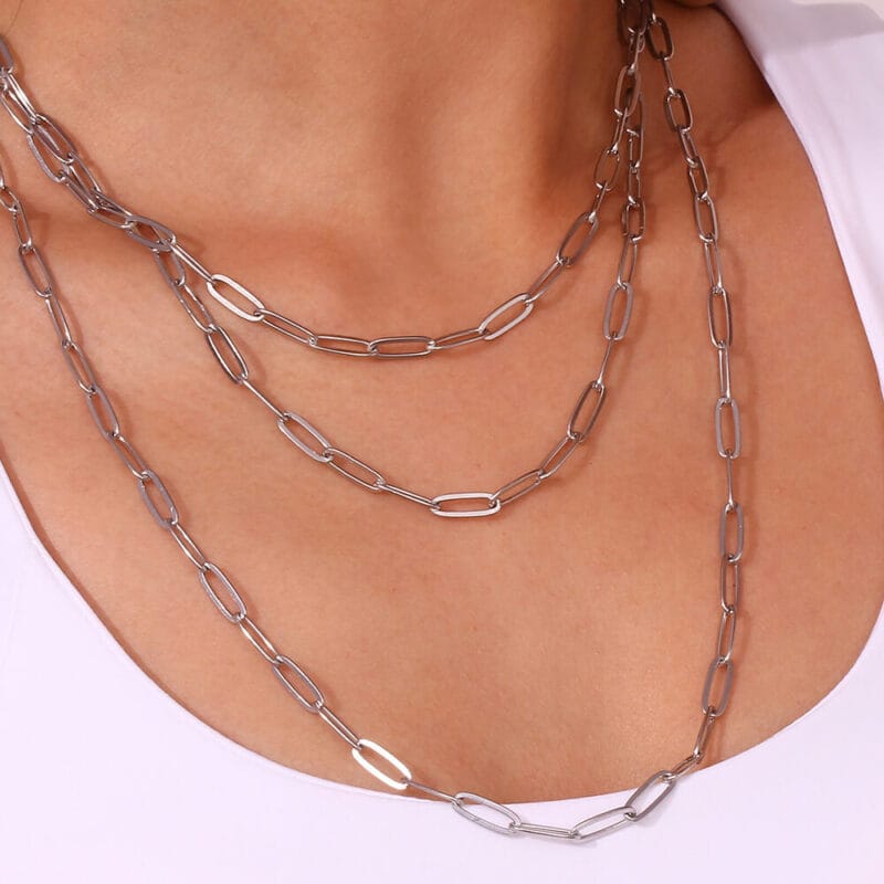 4.4MM 18K Gold Plated Stainless Steel Paperclip Necklace Chains Wholesale 5