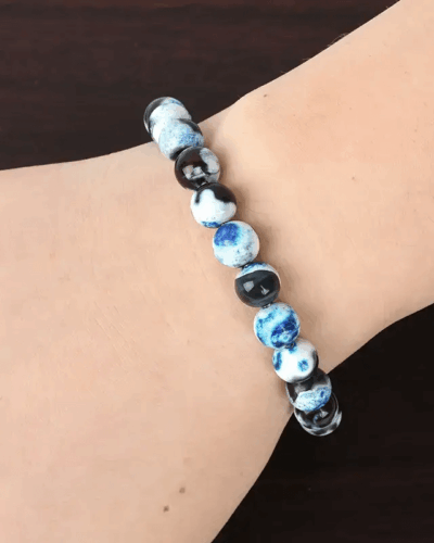 Genuine Blue Agate Stone Bracelet Jewelry Boho Style