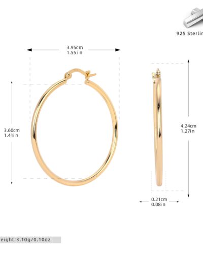 20MM-40MM Platinum Plating 925 Sterling Silver Round Earrings Wholesale-40mm gold