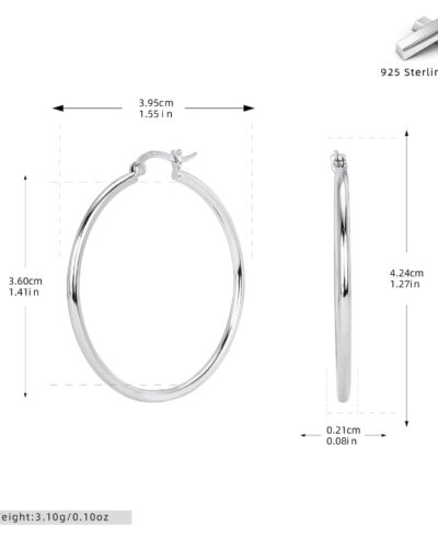 20MM-40MM Platinum Plating 925 Sterling Silver Round Earrings Wholesale-40mm silver