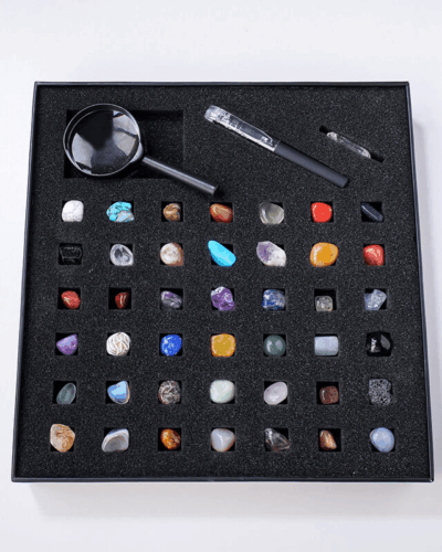 43Pcs Mineral Gemstones and Crystal Collection Box Kit Bulk