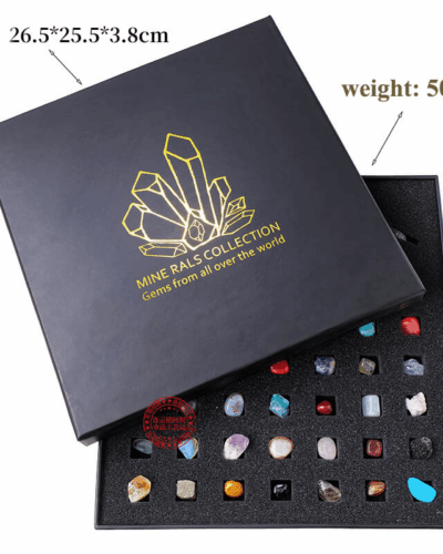43Pcs Mineral Gemstones and Crystal Collection Box Kit Bulk