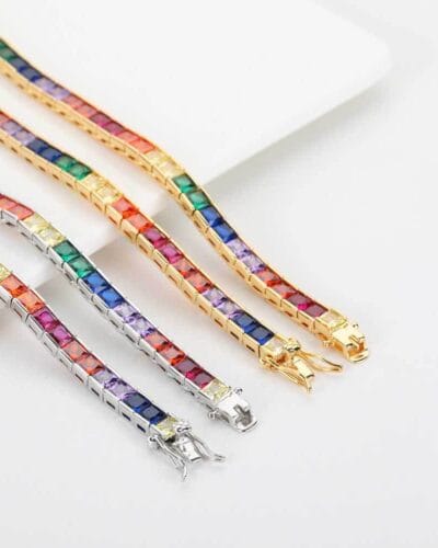 4mm Gold Plated Rainbow Tennis Necklace With Zircon Wholesale Men Women 5