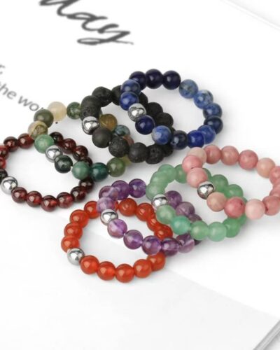 4mm Natural Crystal Bead Rings Adjustable Elastic Ring Unisex Bulk