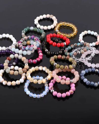 4mm Natural Crystal Bead Rings Adjustable Elastic Ring Unisex Bulk