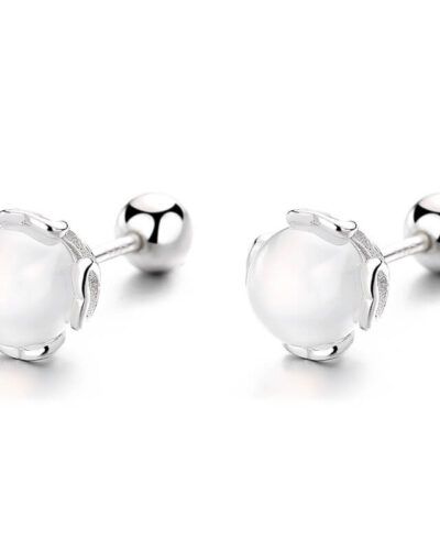 4mm S925 Silver Round Agate Stud Earrings Wholesaleの別ビュー