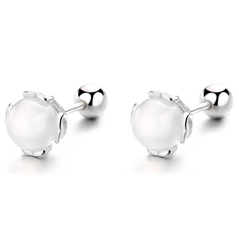 4mm S925 Silver Round Agate Stud Earrings Wholesale - Görüntü 3