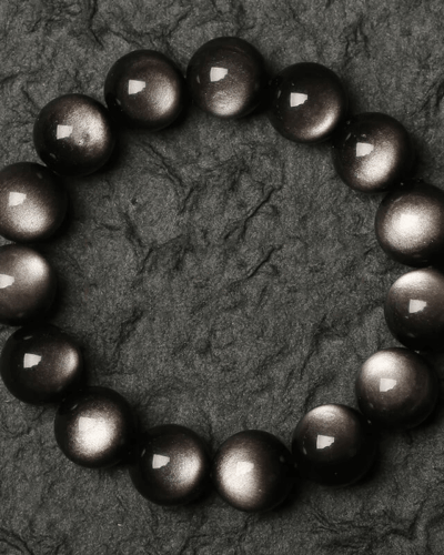 Premium Silver Sheen Obsidian Bracelet Bulk for Men