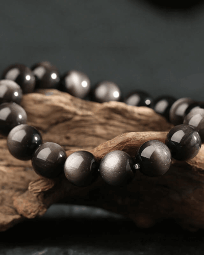 Premium Silver Sheen Obsidian Bracelet Bulk for Men