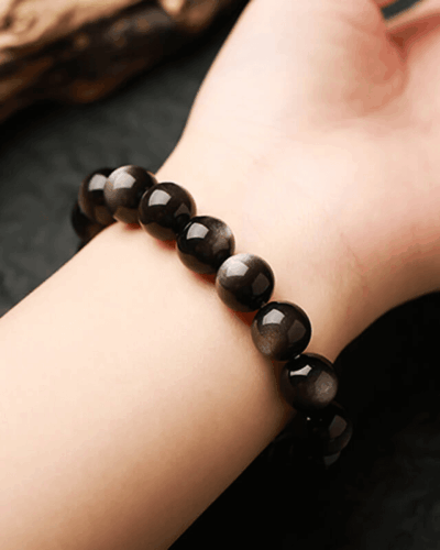 Premium Silver Sheen Obsidian Bracelet Bulk for Men