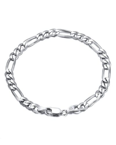 5MM Solid 925 Silver Figaro Bracelet Chain Wholesale Hip-hop (1)