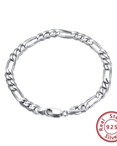 5MM Solid 925 Silver Figaro Bracelet Chain Wholesale Hip hop 2