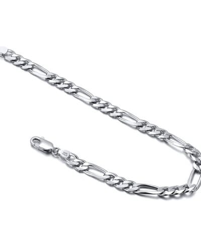 5MM Solid 925 Silver Figaro Bracelet Chain Wholesale Hip hop 3