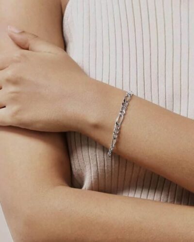 Alternatief beeld van 5MM Solid 925 Silver Figaro Bracelet Chain Wholesale Hip-hop