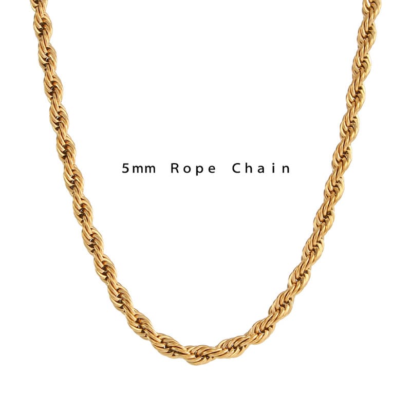2-8MM18K Gold Plated Stainless Steel Rope Chains Wholesale - Image 14