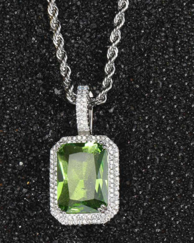 Hip-hop Square Gemstone Pendant Necklace for Men Women Bulk (5)-6