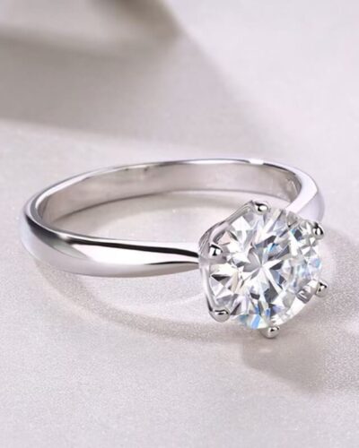 S925 Silver 1 Carat 6 Prong Moissanite Engagement Ring Wholesale