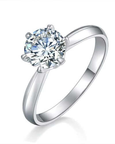 S925 Silver 1 Carat 6 Prong Moissanite Engagement Ring Wholesale