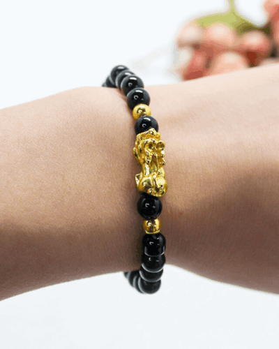 6~10MM Black Obsidian Wealth Bracelet Pixiu for luck and Money Wholesale