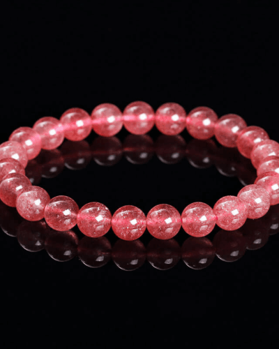 6~8MM Pink Strawberry Quartz Bracelet Healing Beaded Bracelet Wholesale