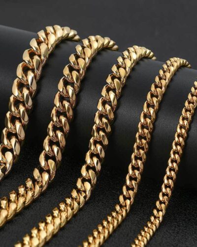 6mm8mm Miami Mens Stainless Steel Cuban Link Chain Wholesale -gold plated