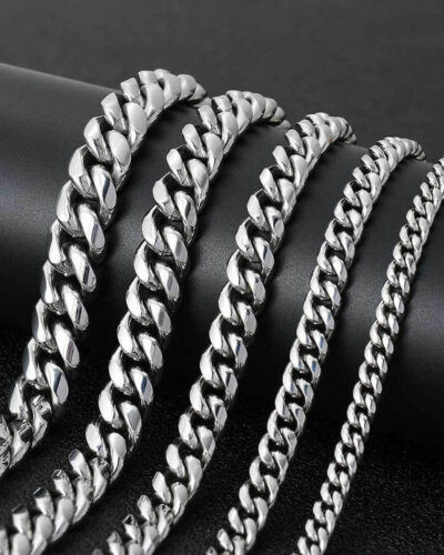 6mm8mm Miami Mens Stainless Steel Cuban Link Chain Wholesale-silvery