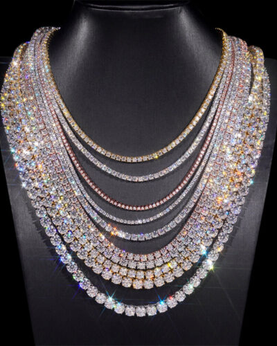 Alternativní pohled na S925 Sterling Silver VVS Moissanite Tennis Cuban Link Chain Necklace