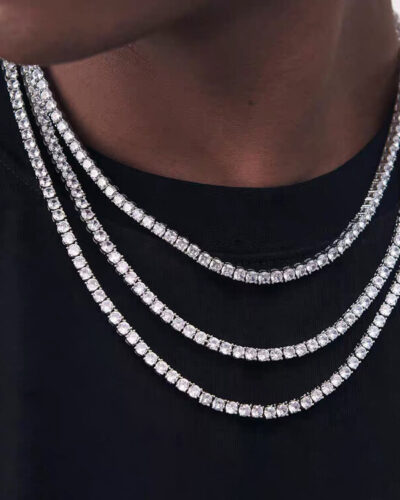 7-24inch S925 Sterling Silver VVS Moissanite Tennis Chain Necklace (7)