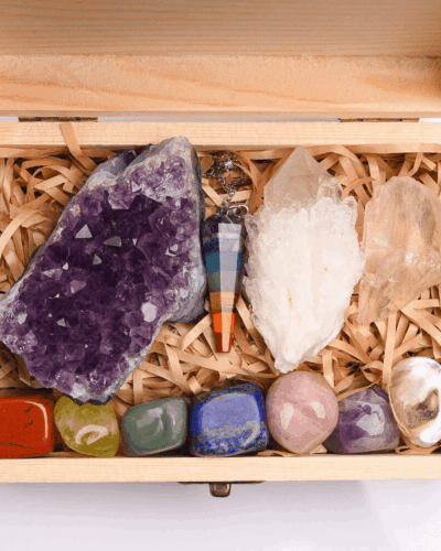 11Pcs 7 Chakra Healing Stones Crystal Wooden Box Bulk