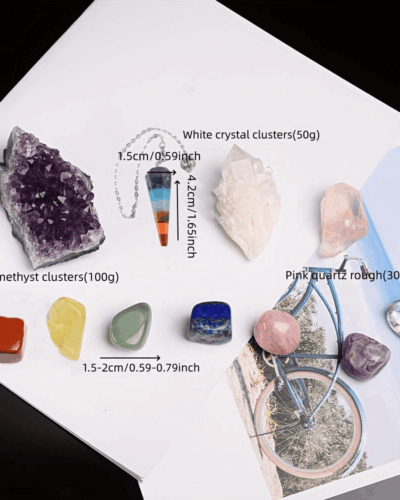 11Pcs 7 Chakra Healing Stones Crystal Wooden Box Bulk