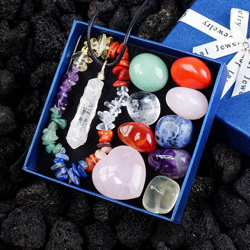  7 Chakra Portable Crystal box Meditation Stone (5)