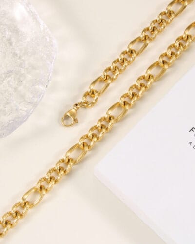 8MM 18K Gold Plated Men Stainless Steel Figaro Chains Wholesale-18K gold plated