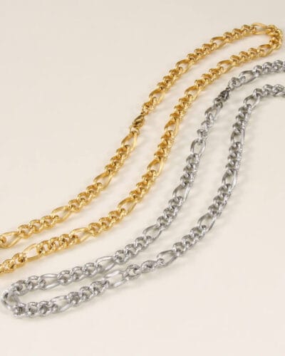 8MM 18K Gold Plated Men Stainless Steel Figaro Chains Wholesale 3