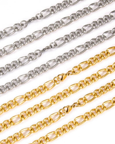 8MM 18K Gold Plated Men Stainless Steel Figaro Chains Wholesale (7)