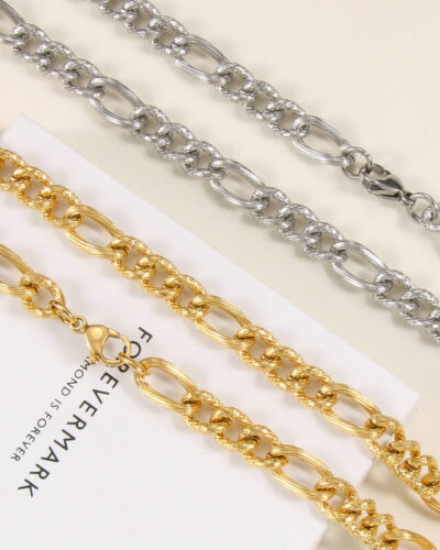Vue alternative de 8MM 18K Gold Plated Men Stainless Steel Figaro Chains Wholesale