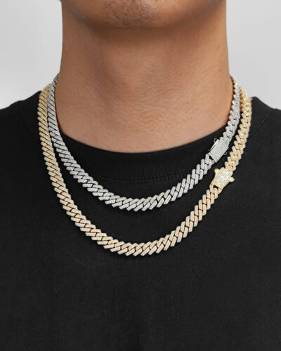 8mm Cuban Link Chain with Diamonds CZ Bracelets Necklace Bulk (3)