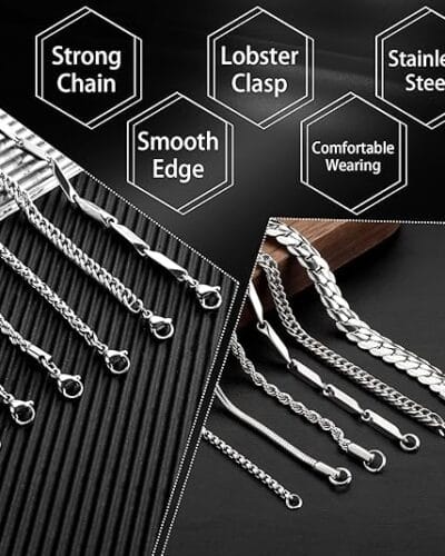 8pcs Stainless Steel Necklaces Set Chain for Men 1