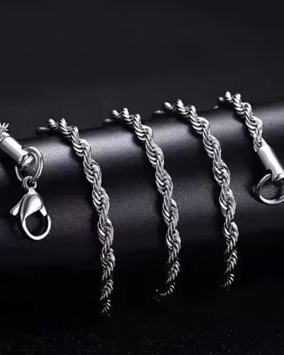 8pcs Stainless Steel Necklaces Set Chain for Men 5