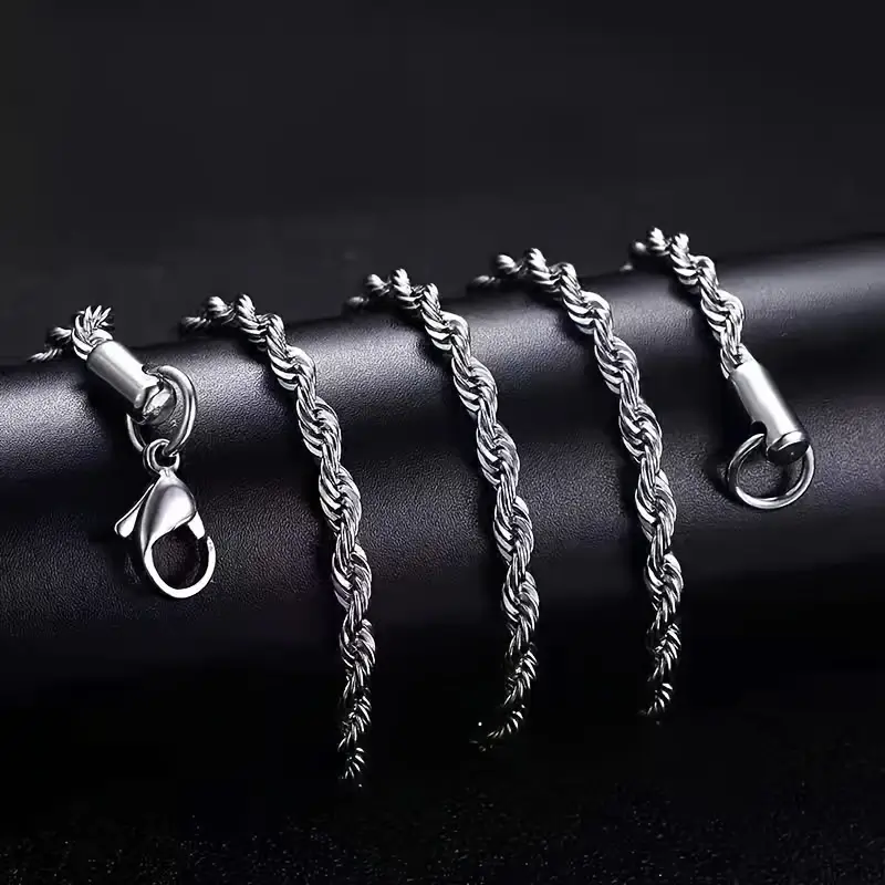 8pcs Stainless Steel Necklaces Set Chain for Men - Image 10