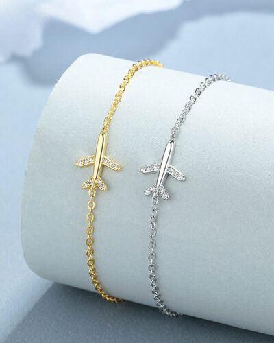 925 Sterling Silver Airplane Bracelet with Sparking Zircon Bulk SHOW