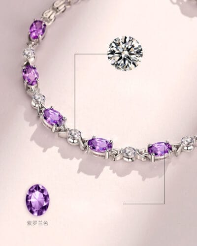 925 Sterling Silver Amethyst Bracelet Gift for Her 3