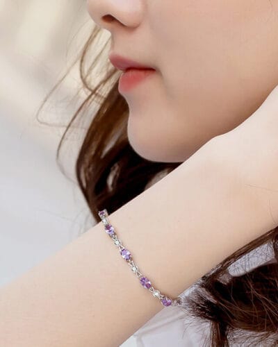 925 Sterling Silver Amethyst Bracelet Gift for Her 4