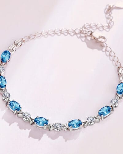 925 Sterling Silver Amethyst Bracelet Gift for Her blue